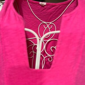 Hot Pink Textured V-Neck Dress Casual by J. Crew size Small